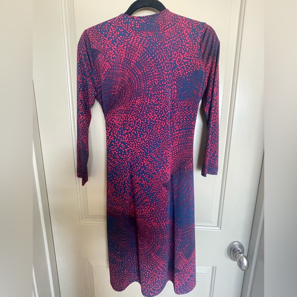 BCBGMaxAzria Red and Blue Patterned Wrap Dress - Picture 5 of 5